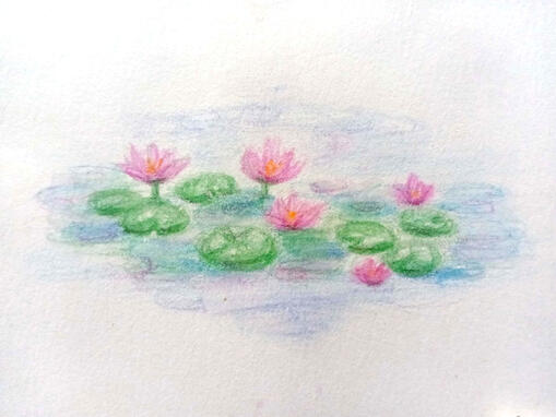 Pond by the Gravel Trails an illustration for the artist's partner's poem collection